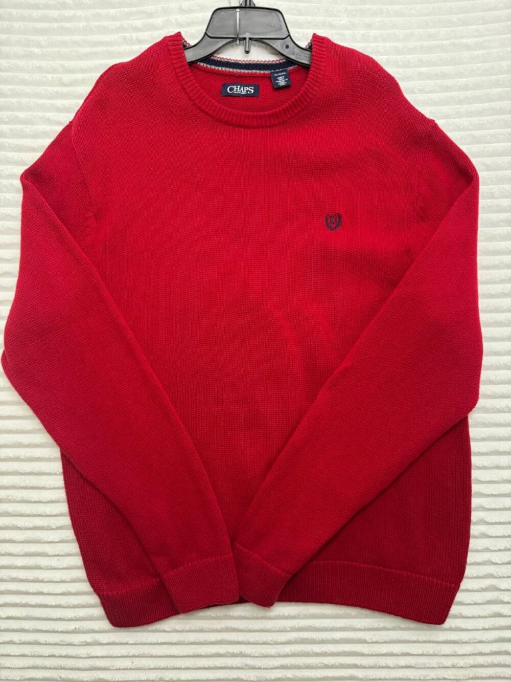 Chaps Men’s Size XL Red Long Sleeve Crew-Neck Sweater Classic Embroidered Logo